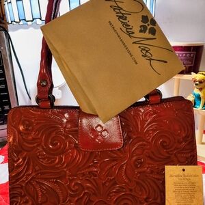 Patricia Nash Red Embossed Leather Bag